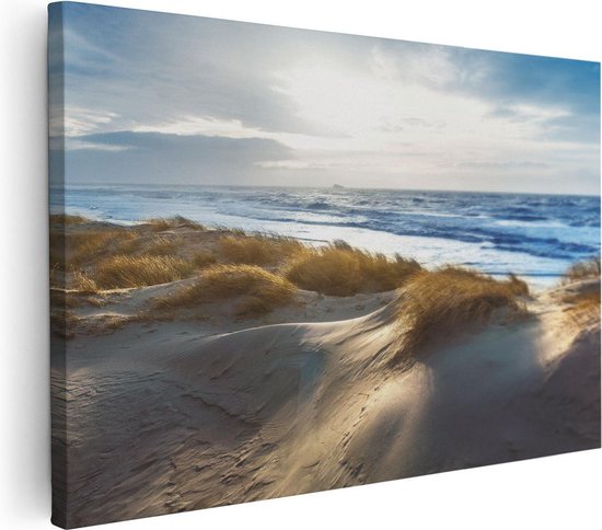 Foto: Artaza canvas schilderij duinen en zee 120x80 groot foto op canvas wanddecoratie woonkamer