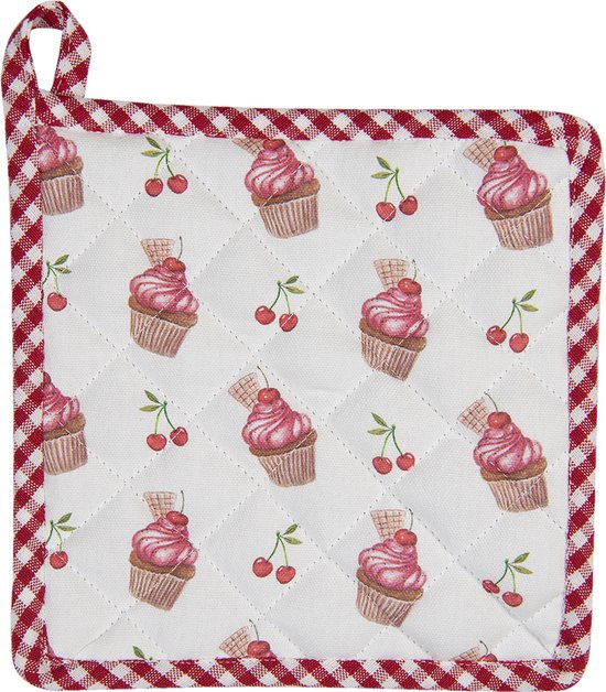 Clayre & Eef Manique 20x20 cm Rouge Blanc Coton Cupcakes