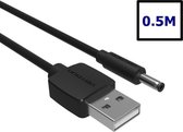 3.5mm DC naar USB 2.0 laadkabel 0.5 Meter - Zwart