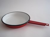 Emaille koekenpan - Ø 23 cm - rood gespikkeld - zwarte rand