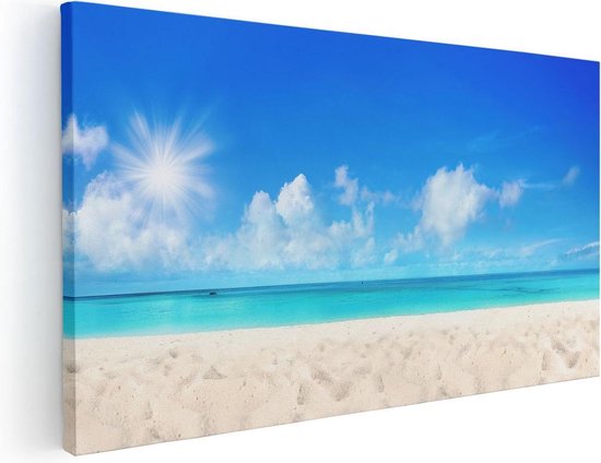 Artaza Canvas Schilderij Strand En Zee Met Helder Witte Zand - 60x30 - Foto Op Canvas - Canvas Print