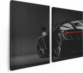 Artaza Canvas Schilderij Tweeluik Zwarte Sportwagen Auto - 120x80 - Foto Op Canvas - Canvas Print