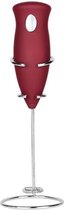 Melkopschuimer - Electrisch - RVS Standaard - Draadloos - op batterij - Afspoelbaar - Bordeaux Rood