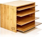 Blumfeldt Opbergbox voor je bureau 30,5 x 24 x 22,5 cm - 5 verschillende vakken - 100% bamboe