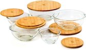 Klarstein Glazen Serveerschaal met Bamboe deksel -  zonder BPA en melamine - afwasmachinebestendig - veelzijdig inzetbaar