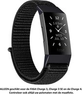 Nylon Smartwatch bandje - Geschikt voor Zwart Nylon Bandje voor Fitbit Charge 3 / Charge 3 SE / Charge 4 – Maat: zie maatfoto – black nylon smartwatch strap - Polsbandje - Horlogeband / Polsband / Armband
