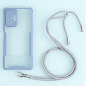 Voor Xiaomi Redmi Note 10 Pro Max acryl + kleur TPU schokbestendig hoesje met nekkoord (melkgrijs)