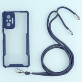 Voor Xiaomi Redmi Note 10 Pro Max acryl + kleur TPU schokbestendig hoesje met nekkoord (donkerblauw)
