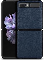 Voor Samsung Galaxy Z Flip Lychee Textuur Lederen Opvouwbare Beschermhoes (Blauw)