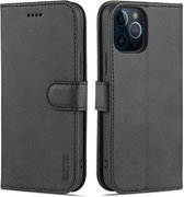 AZNS Skin Feel Calf Texture Horizontal Flip Leather Case met kaartsleuven & houder & portemonnee voor iPhone 12 Pro (zwart)