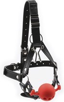 BDSM Ballgag met Lederen Tuig en Neushaken - Rood