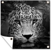 Tuindoek Jungle - Panter - Wilde dieren - Zwart - Wit - 100x100 cm