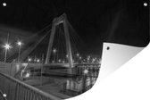 Muurdecoratie Willemsbrug en de Erasmusbrug in Rotterdam - zwart wit - 180x120 cm - Tuinposter - Tuindoek - Buitenposter