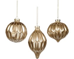 Goodwill - Kerstbal - Glas - Crème - 3 stuks