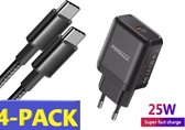 4x Lader USB-C voor Samsung S21 - Fast Charging - Adapter - Oplader - Stekker - Oplaadstekker - USB-C Oplader