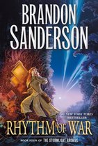 Couverture de livre mettant en scène une femme aux cheveux roux vêtue d'une tenue beige, Rhythm of War de Brandon Sanderson.