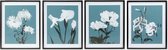 Schilderij DKD Home Decor Flowers Blommor (4 pcs) (55 x 2.5 x 70 cm)