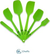 Cheffs® spatel - inclusief pannenlikker - 6 delige set - Vaatwasserbestendig - Hittebestendig - Groen