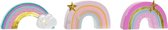 Spaarpot DKD Home Decor Geel Roze Hars Gouden Regenboog (3 pcs)