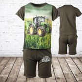 Jongens kleding set trekker groen 769