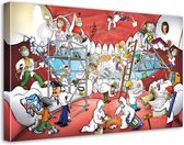 Tandarts Cartoon op canvas - Roland Hols - Tandwerkzaamheden - 60 x 90 cm - Houten frame 4 cm dik - Orthodontist - Mondhygiënist