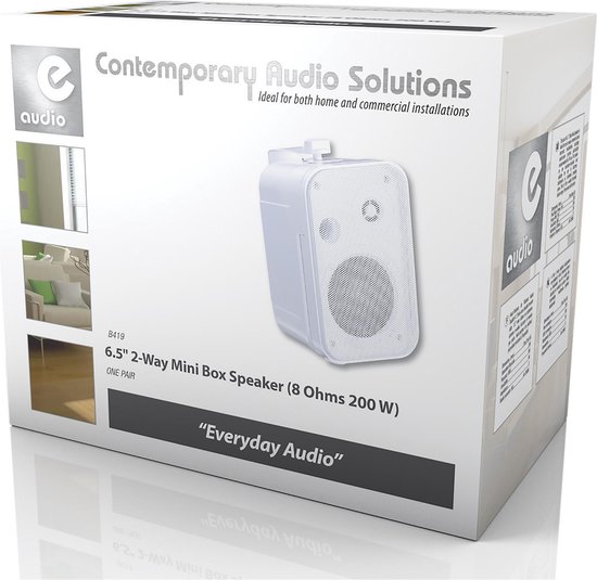 E-Audio B419 6.5" 2-weg luidsprekers met ophangbeugel 200W 8 Ohm - Set van 2 - Wit van Merkloos — afbeelding 2