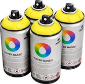 Peinture en aérosol à base d'eau jaune fluorescent MTN - Paquet de 4 - 300 ml basse pression et finition mate