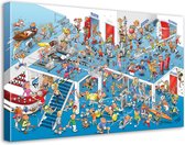 Tandarts Cartoon op canvas - Roland Hols - Sportschool - 60 x 90 cm - Houten frame 4 cm dik - Orthodontist - Mondhygiënist