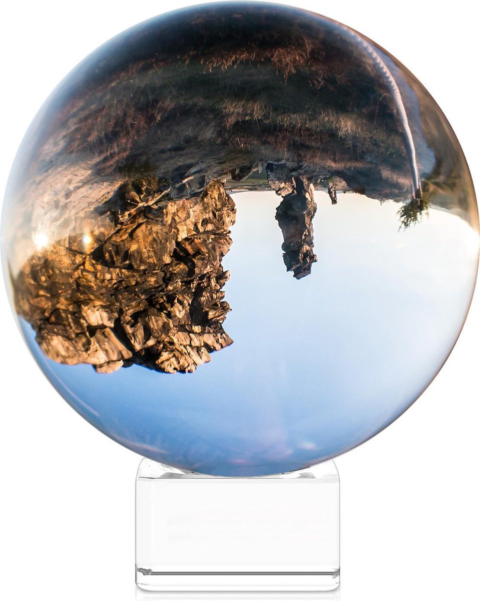 Navaris glazen bol voor fotografie - Fotobol met standaard - Heldere kristallen bal met voet - Lensball Ø 100 mm - Navaris
