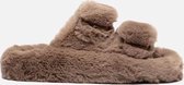Colors of California Pantoffels Furry two bands taupe - Maat 40