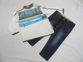 dirkje , jongens ,kledingset , tshirt lange mouw , creme + jeans , 86 - 18 maand