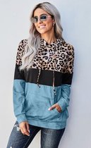 Hoodie Trui Dames - Luipaardprint Blauw - Maat M