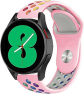 Strap-it Sport bandje - geschikt voor Samsung Galaxy Watch 6 / 6 Classic / Watch 5 / 5 Pro / Watch 4 / 4 Classic - sport siliconen bandje voor Galaxy Watch 4-5-6 alle varianten - roze/kleurrijk