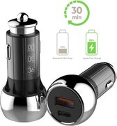 Fast Charge 18W - Metalen Auto Lader - 2 Poorten - (1x USB QC 3.0 - 1x USB-C PD 36W) Oplader - Smartphones en Tablets