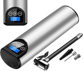 Elektrische Pomp voor Auto/Fiets/Band/Bal met 4 Opzetstukken - Draagbare USB Luchtcompressor - Compressor - Fietspomp/Bandenpomp - Met Drukmeter - Electrische Compressor - 12V Zilv