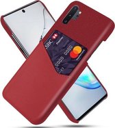 Voor Samsung Galaxy M80s Doek Textuur PC + PU lederen achterkant Schokbestendig hoesje met kaartsleuf (rood)
