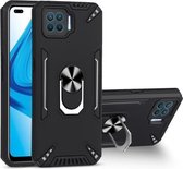 Voor OPPO F17 Pro PC + TPU-beschermhoes met 360 graden draaibare ringhouder (zwart)