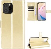 Voor Oukitel C21 Pro Crazy Horse Textuur Horizontale Flip Lederen Case met Houder & Kaartsleuven & Lanyard (Goud)