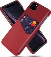 Doektextuur PC + PU-lederen achterkant Schokbestendig hoesje met kaartsleuf voor iPhone 11 Pro Max (rood)