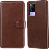 Klassieke Kalf Textuur PU + TPU Horizontale Flip Leren Case met Houder & Kaartsleuven & Portemonnee Voor Vivo V21e (Bruin)