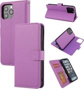 Cross Texture Afneembare Horizontale Flip PU Leren Case met Houder & Kaartsleuven & Portemonnee & Fotolijst Voor iPhone 13 Pro Max (Paars)