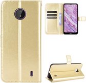 Voor Nokia C10/C20 Crazy Horse Textuur Horizontale Flip Leather Case met Houder & Kaartsleuven & Lanyard (Goud)