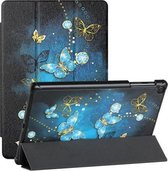 Voor Samsung Galaxy Tab A 10.1 (2019)/T510 Zijdetextuur Gekleurd Tekenpatroon Horizontale Flip Magnetische PU-lederen hoes met drievoudige houder (Diamond Butterfly)