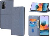 Voor Xiaomi Redmi Note 10 Pro 5G Geweven Textuur Stiksels Magnetische Horizontale Flip PU Lederen Case met Houder & Kaartsleuven & Portemonnee & Lanyard (Grijs)