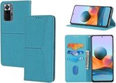 Voor Xiaomi Redmi Note 10 Pro 5G Geweven Textuur Stiksels Magnetische Horizontale Flip PU Lederen Case met Houder & Kaartsleuven & Portemonnee & Lanyard (Blauw)