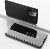 Plated Mirror Horizontal Flip Leather Case met houder voor iPhone 13 Pro Max (zwart)