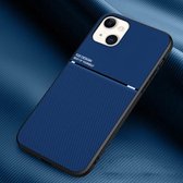 Klassiek Tilt Strip Grain Magnetisch Schokbestendig PC + TPU Case voor iPhone 13 (Blauw)