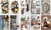 50 Luxe Kerst- en Nieuwjaarskaarten met Pen - 9,5x14cm - 10 x 5 dubbele kaarten met enveloppen - serie Prettige kerstdagen en een gelukkig nieuwjaar