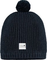 Navy beanie gevoerd met fur, 2131-7920+190