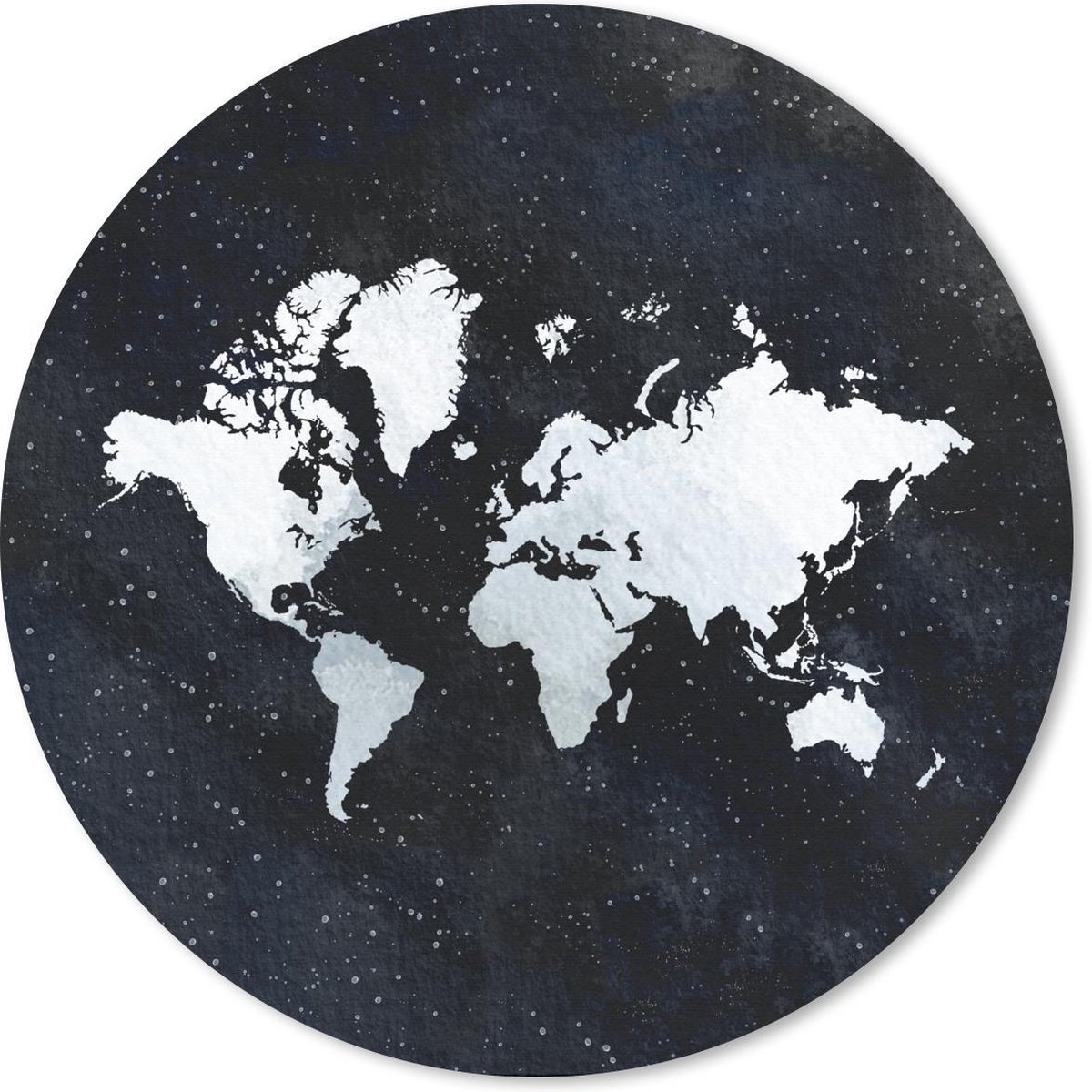 Muismat rond 30x30 cm - Mousepad Wereldkaart - Sterrenhemel - Wit - Ronde muismatten
